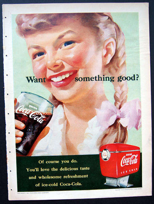 ORIGINAL VINTAGE COCA COLA COKE AD FROM 1951 - 60 years old!