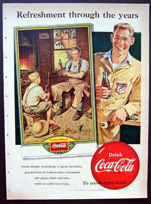ORIGINAL VINTAGE COCA COLA COKE AD FROM 1951 - 60 years old! (Ford ad on the other side)