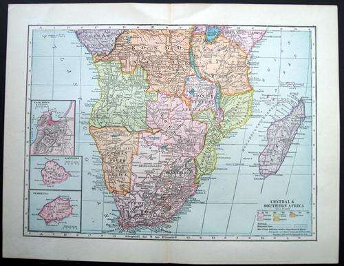 1904 ORIGINAL ANTIQUE MAP OF SOUTHERN AFRICA - DATED