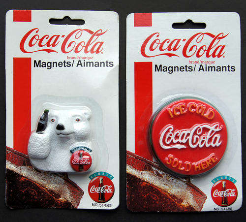2 SETS COCA COLA COKE 3D FRIDGE MAGNETS - SEALED ON CARD - From 1995