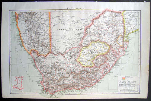 1890's ORIGINAL ANTIQUE MAP OF SOUTH AFRICA (ALSO SEE MY OTHER MAPS)