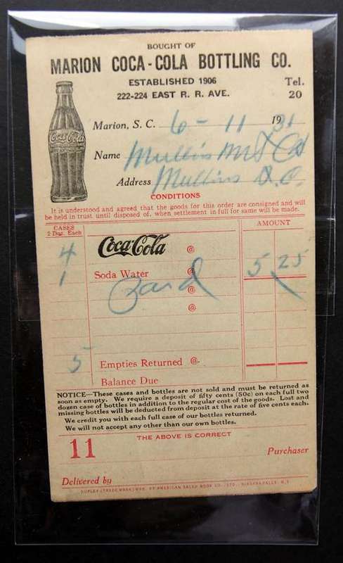 AN ORIGINAL VINTAGE COCA COLA COKE BOTTLING COMPANY RECEIPT FROM 1931 - OVER 80 YEARS OLD!