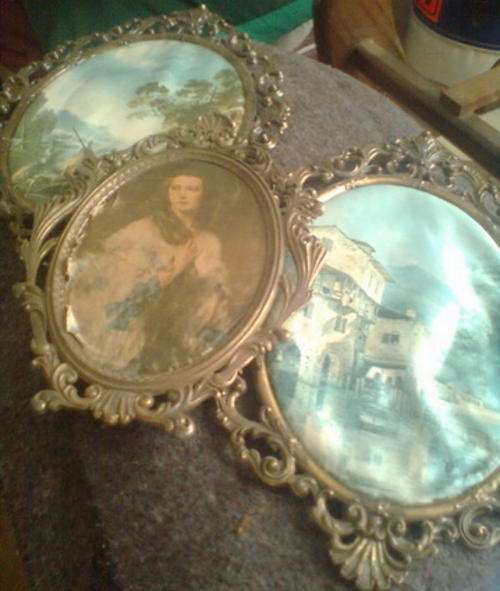 ANTIQUE ITALIAN MADE FRAMES , SILK PRINTS