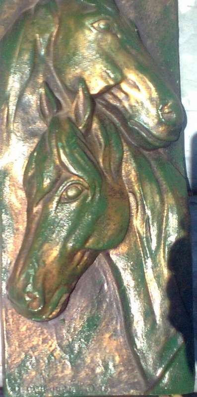WALL  PLAQUE HORSES  , MADE AND SIGNED IN 1987