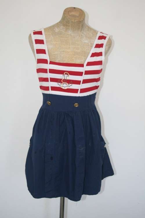 Nautical Strip Dress Size:M
