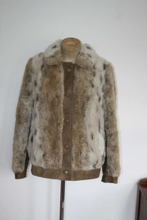 Vintage Faux Fur and Leather Coat Size:M