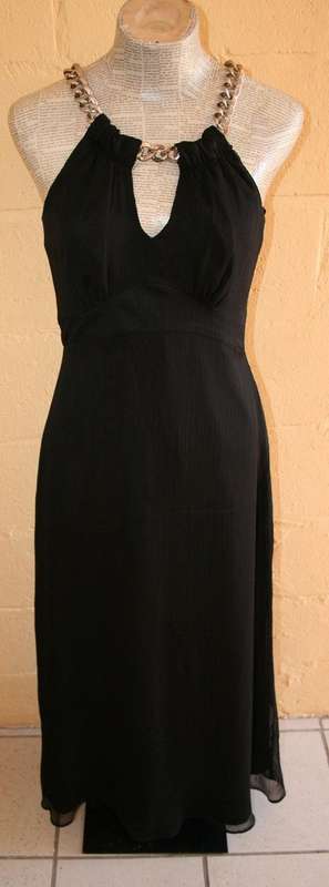 black evening dress with chain neckline label Oasis by Foschini size 8/32