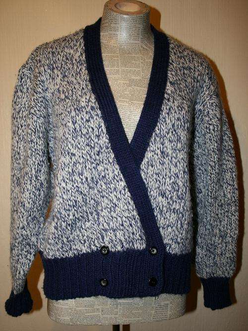 blue and white vintage cardigan/jersey size medium
