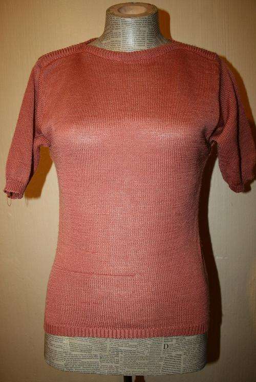 salmon vintage summer knit top size medium