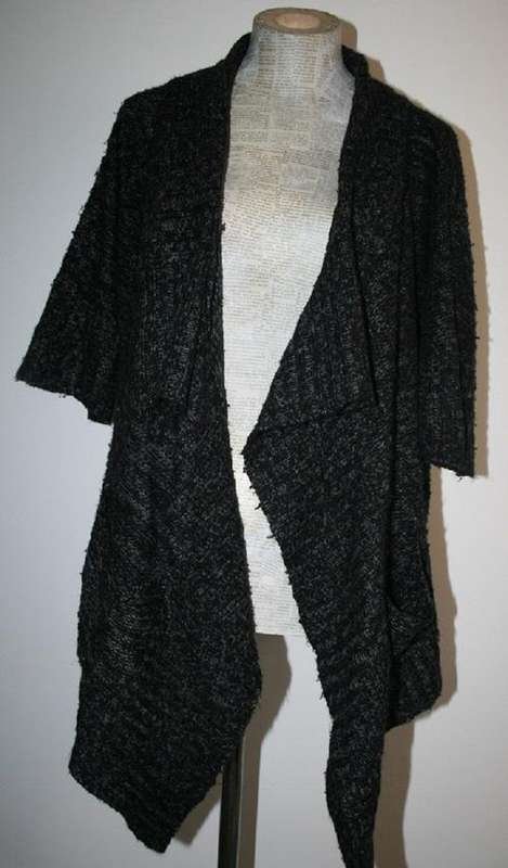 Black and Grey Speckled Waterfall Cardigan