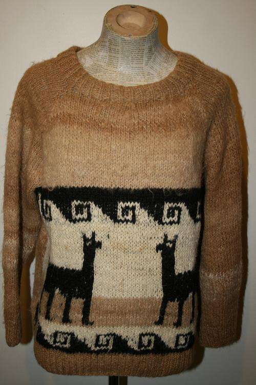 Vintage Oatmeal Lama/Camel Patterned Jersey
