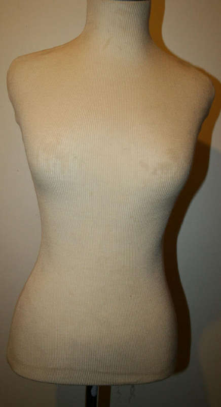 fabric covered female half body mannequin with stand
