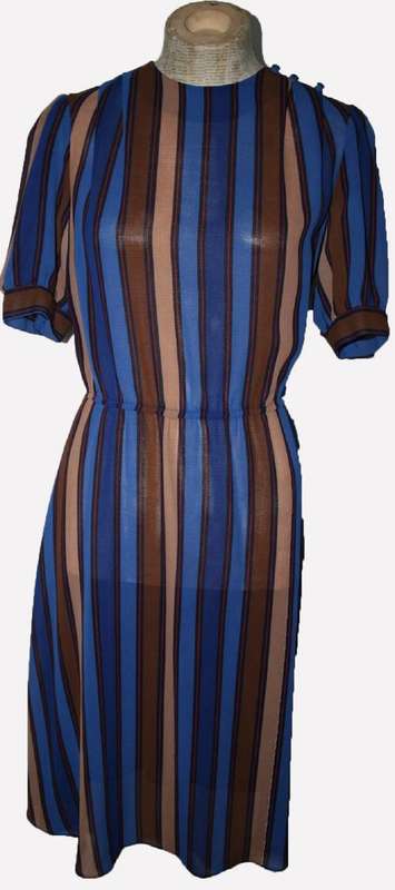 Vintage Stripped Chiffon Dress - Size - M bust measurement 98cm