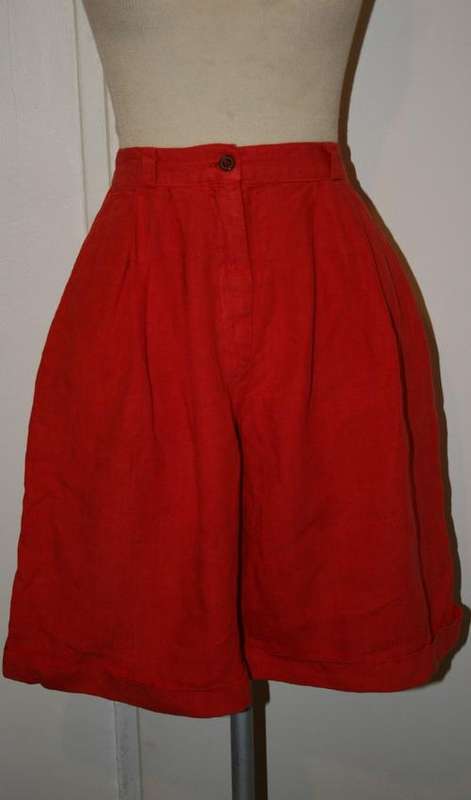 Hilton Weiner Linen Reddish Orange Burmuda High Waist Shorts - Size: 4/28
