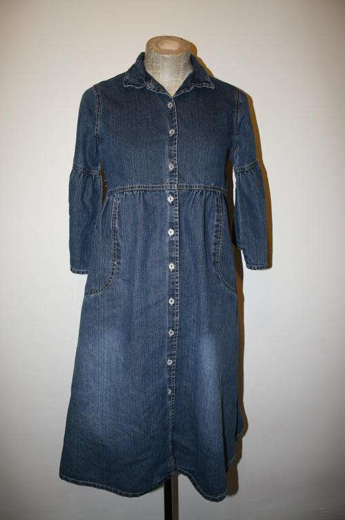 Vintage Flared Sleeve Denim Dress - size - S