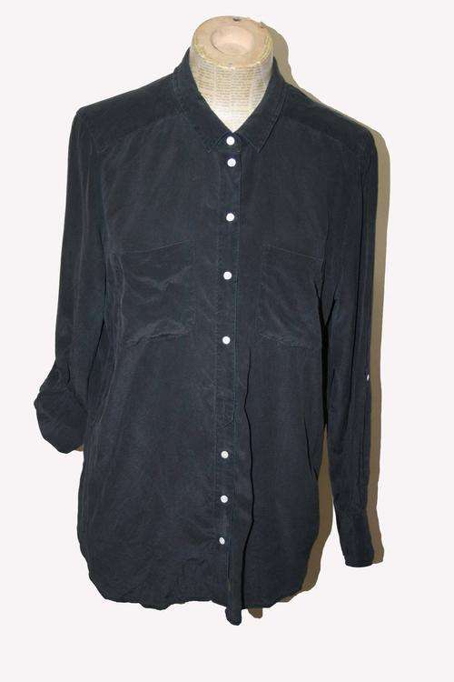Country Road Black Silk Shirt/Blouse Size:M