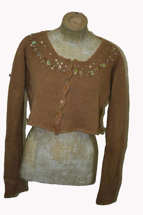 Vintage Beige Crop Cardigan Size:M