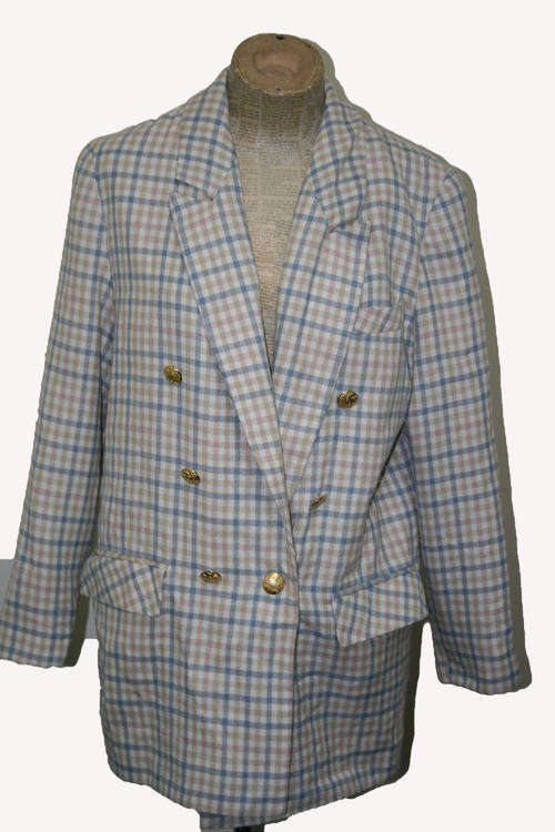 Vintage Plaid Double Breast Blazer Size:L