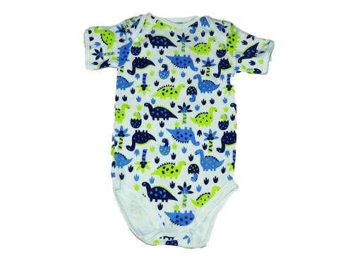 RETAIL PRICE: R 195  "Dinosaur" Short Sleeve Baby Grow 18 - 24  Months BLUE * GREEN