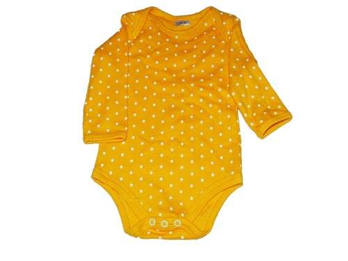 RETAIL PRICE: R 299  Long Sleeve Baby Grow 3 - 6 Months YELLOW POLKA DOTS