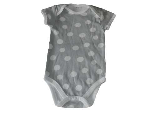 RETAIL PRICE: R 195  "Polka Dots" Short Sleeve Baby Grow 3 - 6 Months