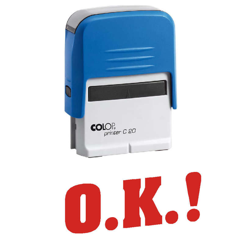 Colop C20 Self Inking Rubber Stamp - OK! - Red Ink