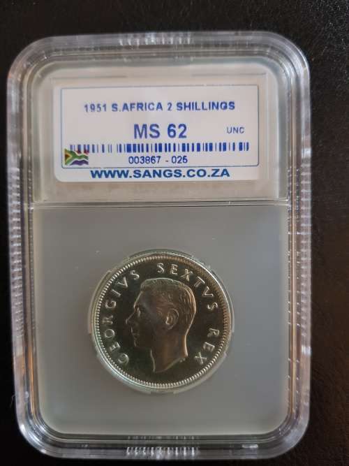 $$$ 1951 TWO SHILLING MS62 $$$