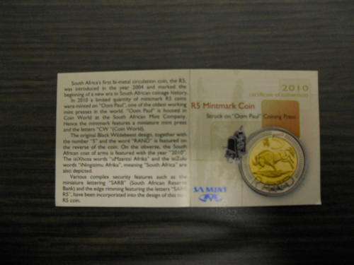 2010 R5 Mintmark Coin - Struck on "Oom Paul" Coining Press - Graded