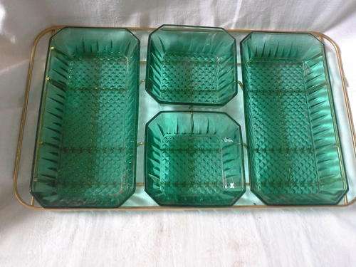 Green Glass Snack Tray