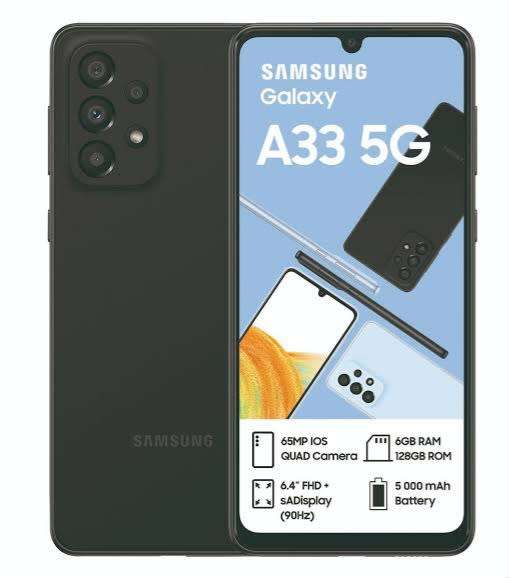 SAMSUNG GALAXY A33 5G, 128G/6G, QUADRUPLE 48MP CAMERA, IN-DISPLAY FINGERPRINT AND FAST CHARGING