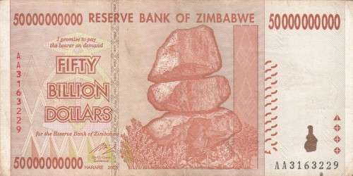 50 BILLION DOLLARS Zimbabwe