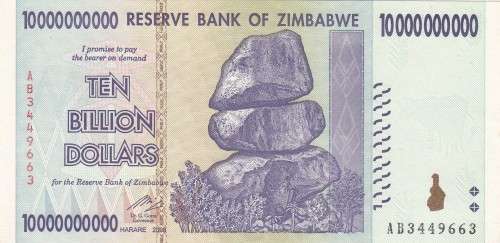 10 BILLION DOLLARS Zimbabwe Note