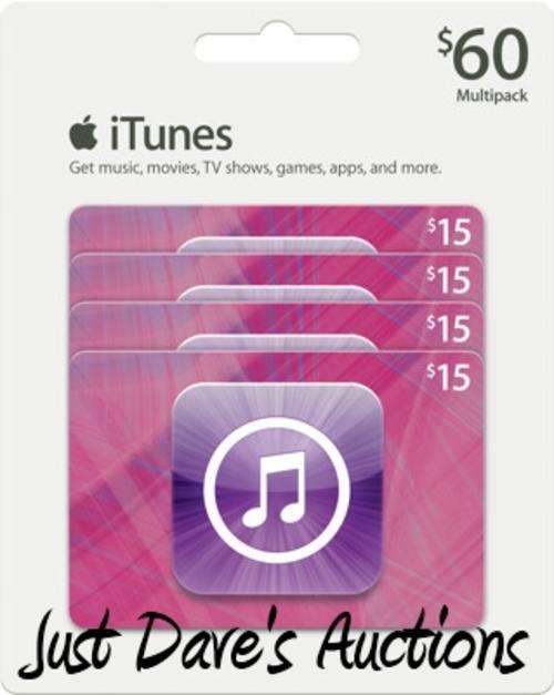 MULTIPACK of 4 - $15 US iTunes Gift Card - Good for the U.S. iTunes Store only! (Verified Seller)