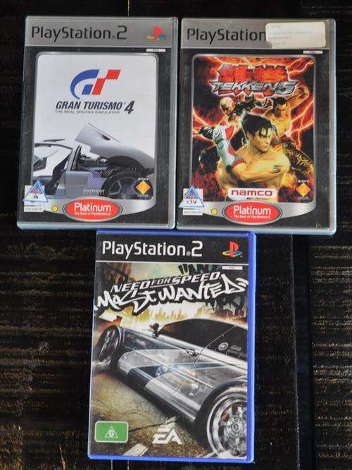 PLAYSTATION 2 -PS2 GAME BUNDLE - 3 GAMES Need for Speed Most Wanted, Tekken, Gran Turismo 4