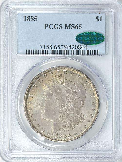 1885 MORGAN SILVER $1 DOLLAR  ~PCGS GRADED MS65~ CAC-verified