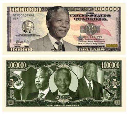 Nelson Mandela *Father of the Nation* Novelty One Million Dollar Bill (NOT FOR LEGAL TENDER)