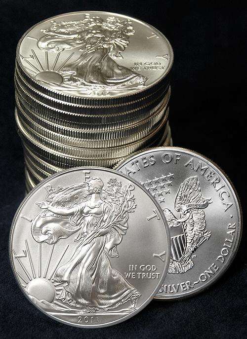 5 x 2013 1 oz.American Silver Eagle $1 .999 Fine Silver Brilliant and Uncirculated (Brand New Coins)