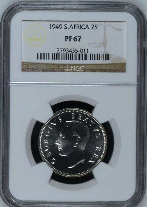 1949 SOUTH AFRICA 2S - SHARED FINEST KNOWN - NGC GRADED PF67