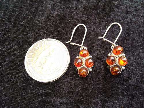 Silver and amber earrings