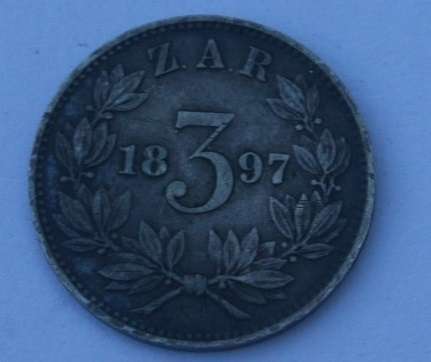 1897 ZAR 3 pence Crazy R1 Start