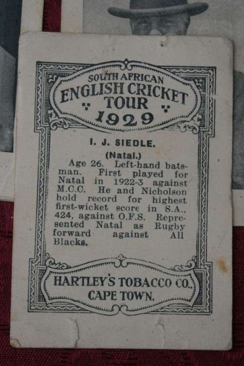 South African English Cricket Tour 1929 Cigarette cards