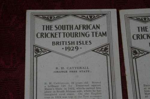 The South African Cricket Touring team British Isles 1929 Cigarette cards