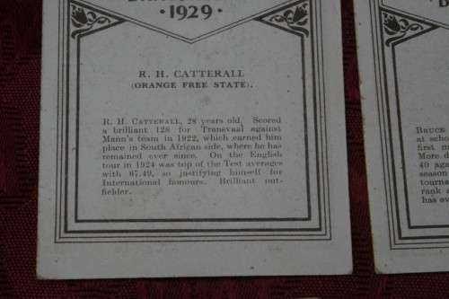 The South African Cricket Touring team British Isles 1929 Cigarette cards