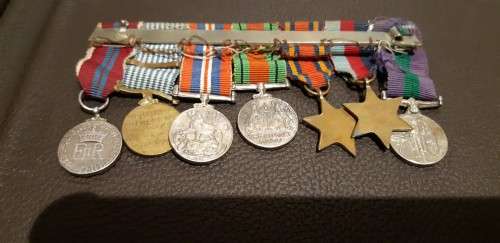 Miniature medal set with Korea, Palestine and WW2 medals
