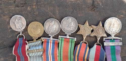 Miniature medal set with Korea, Palestine and WW2 medals
