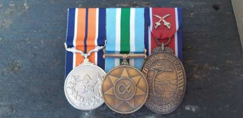 Border war medals with John Chard Medal with crossed swords.