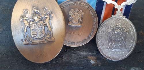 Border war medals with John Chard Medal with crossed swords.