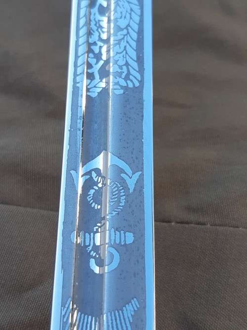 South African Naval Officers sword Pre 1994 with Old South African coat of arms on blade
