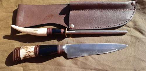 JU-CA INDUSTRIA TANDIL ARGENTINA GAUCHO KNIFE and SHARPENER