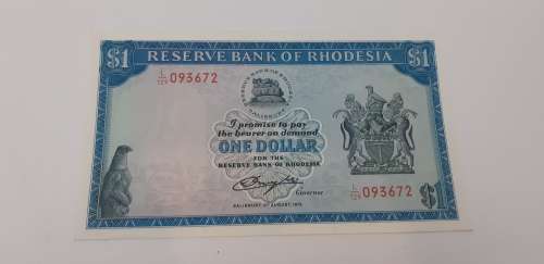 Reserve bank of Rhodesia 1 dollar In brilliant condition